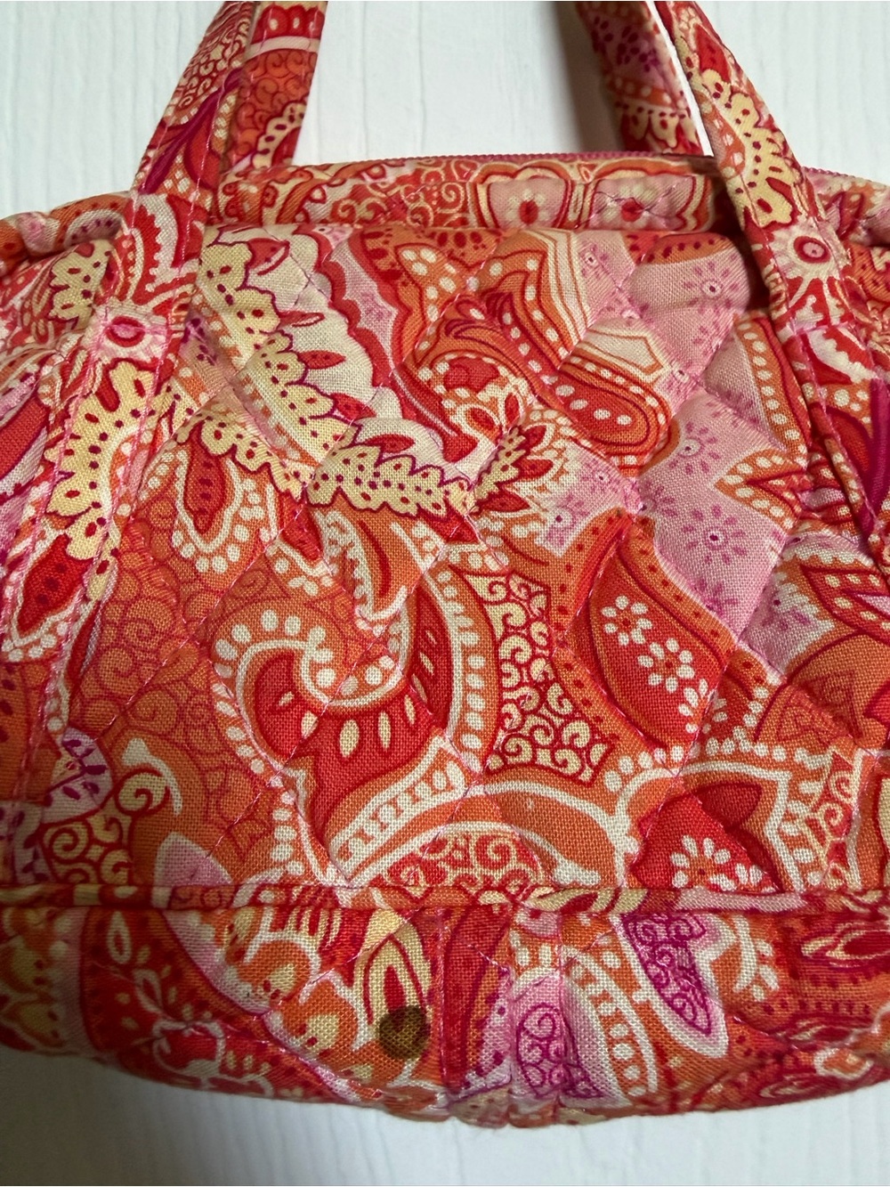 Vera Bradley Red-Pink Paisley Quilted Cotton Mini Tote - Picture 4 of 4